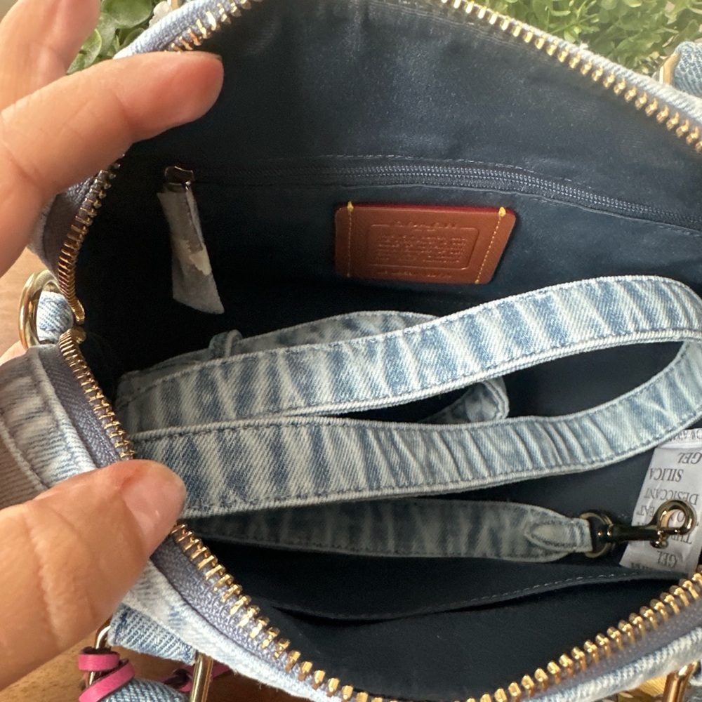 Coach Rowan Satchel Bag In Loved Denim With Charms - Picture 4 of 5